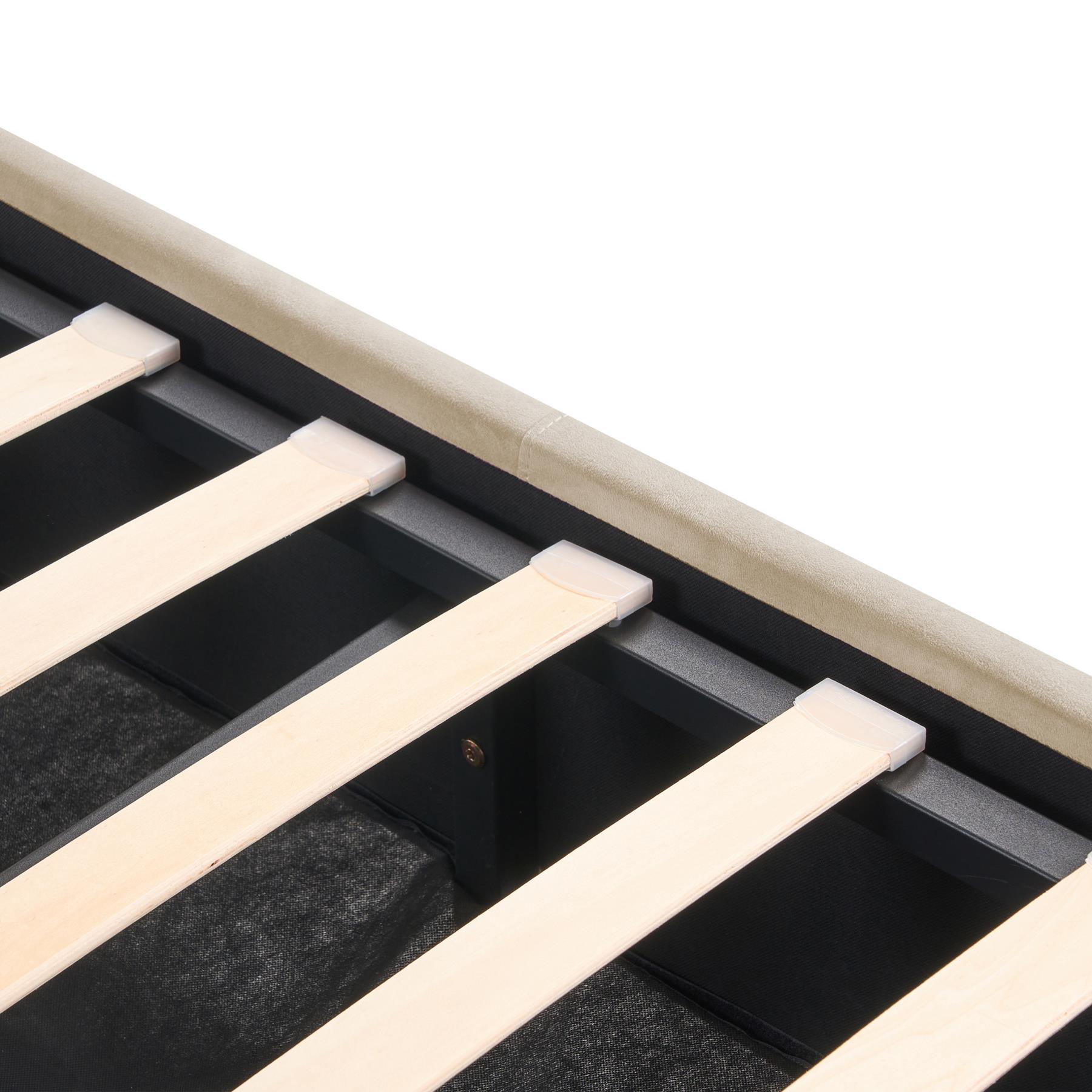 Beliani - ROCHEFORT - Tweepersoonsbed - Beige - 160 x 200 cm - Fluweel
