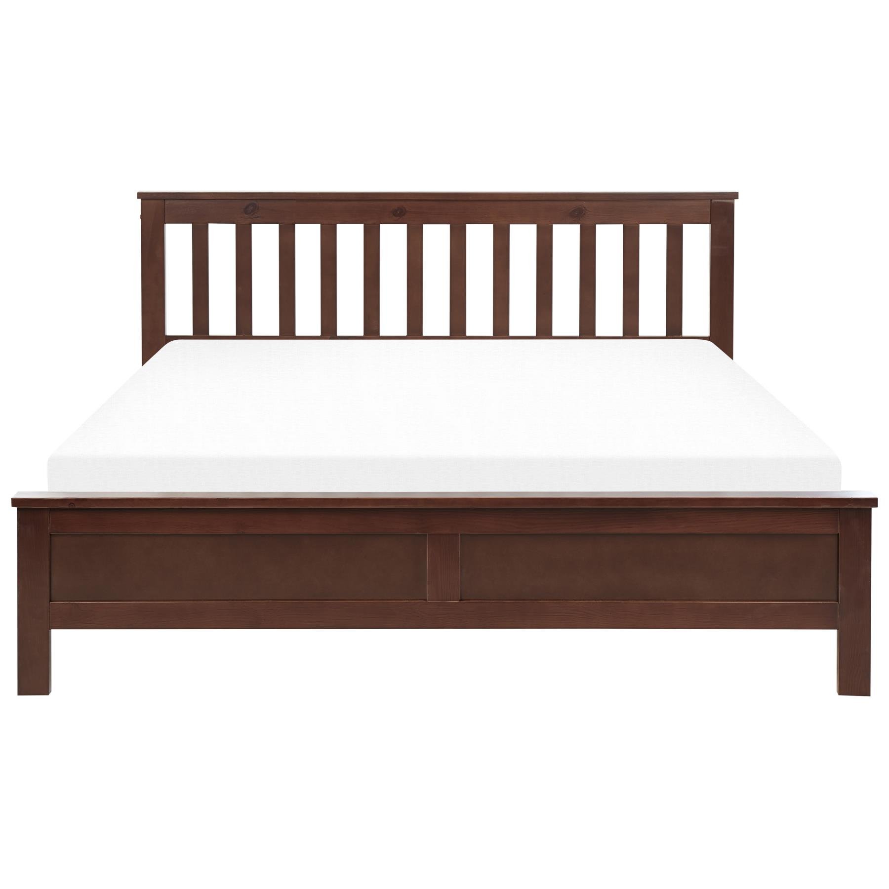 Beliani-MAYENNE -Tweepersoonsbed-Donkerbruin-160 x 200 cm-Dennenhout
