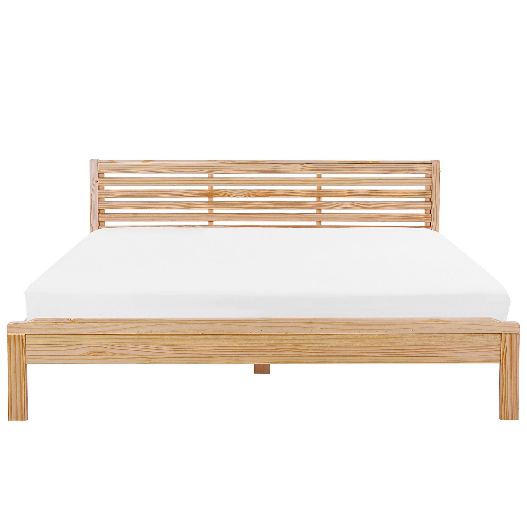 Beliani-CARNAC -Tweepersoonsbed-Licht hout-180 x 200 cm-Rubberhout
