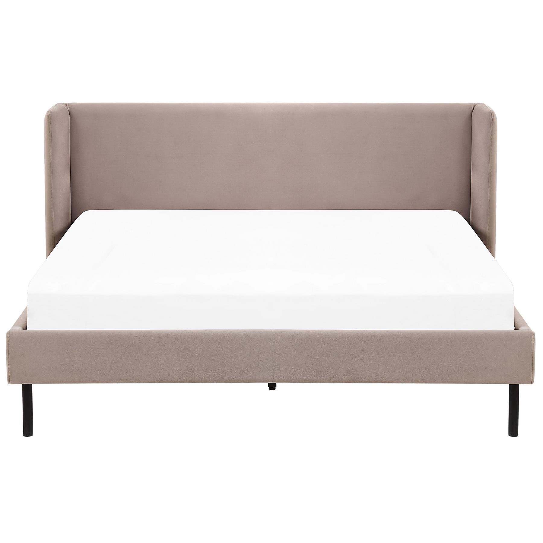 Beliani - ARETTE - Tweepersoonsbed - Taupe - 160 x 200 cm - Fluweel