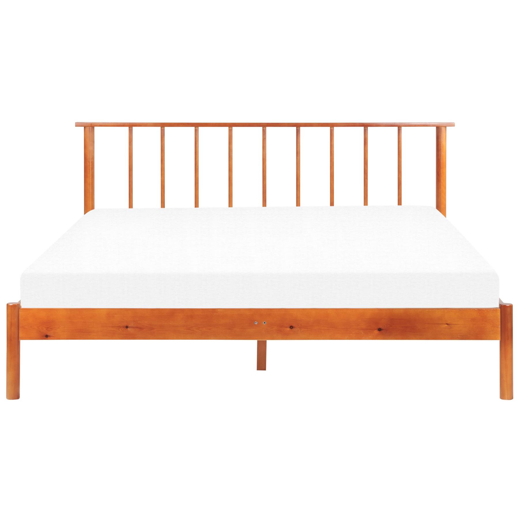 Beliani-BARRET II -Tweepersoonsbed-Lichtbruin-160 x 200 cm-Dennenhout