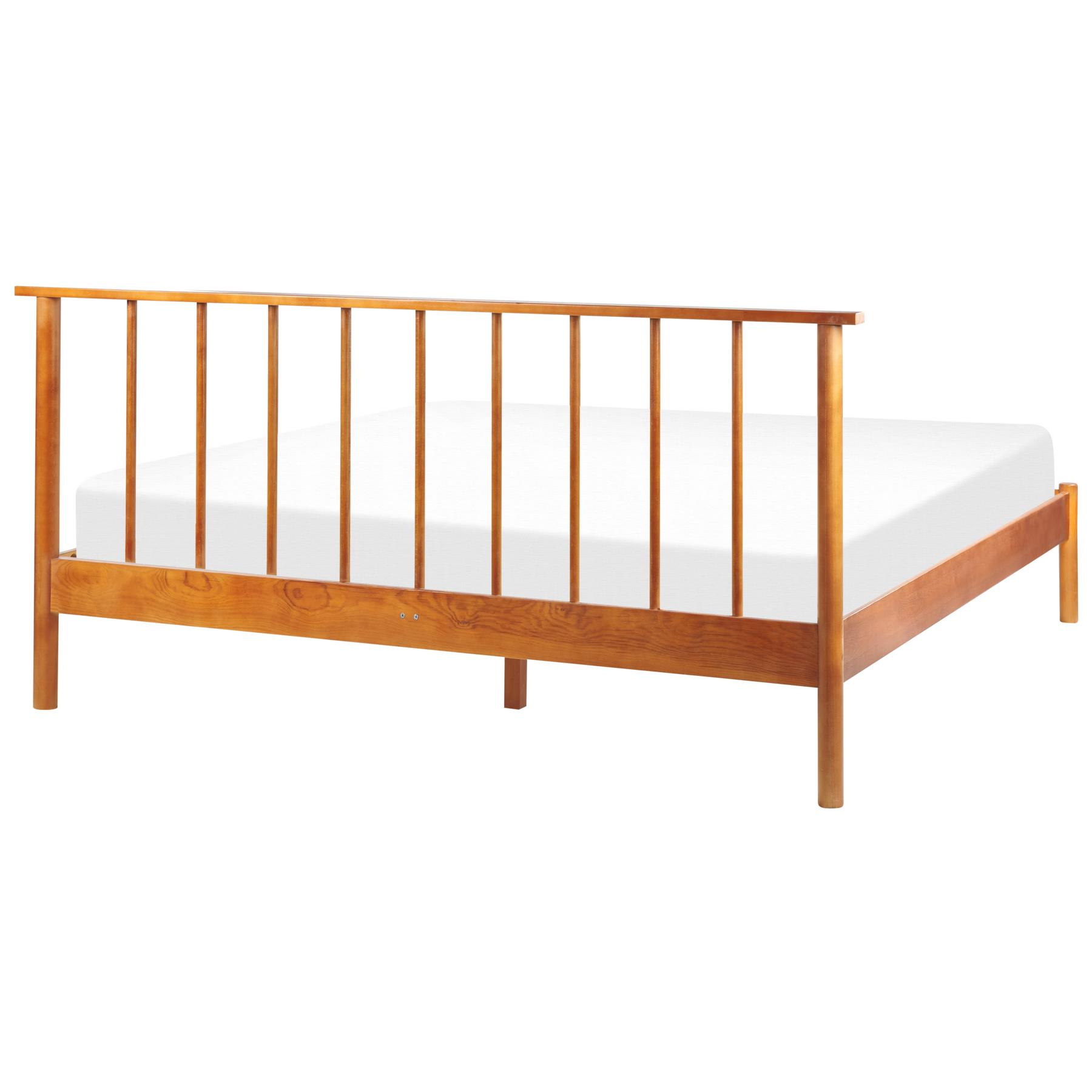 Beliani-BARRET II -Tweepersoonsbed-Lichtbruin-160 x 200 cm-Dennenhout