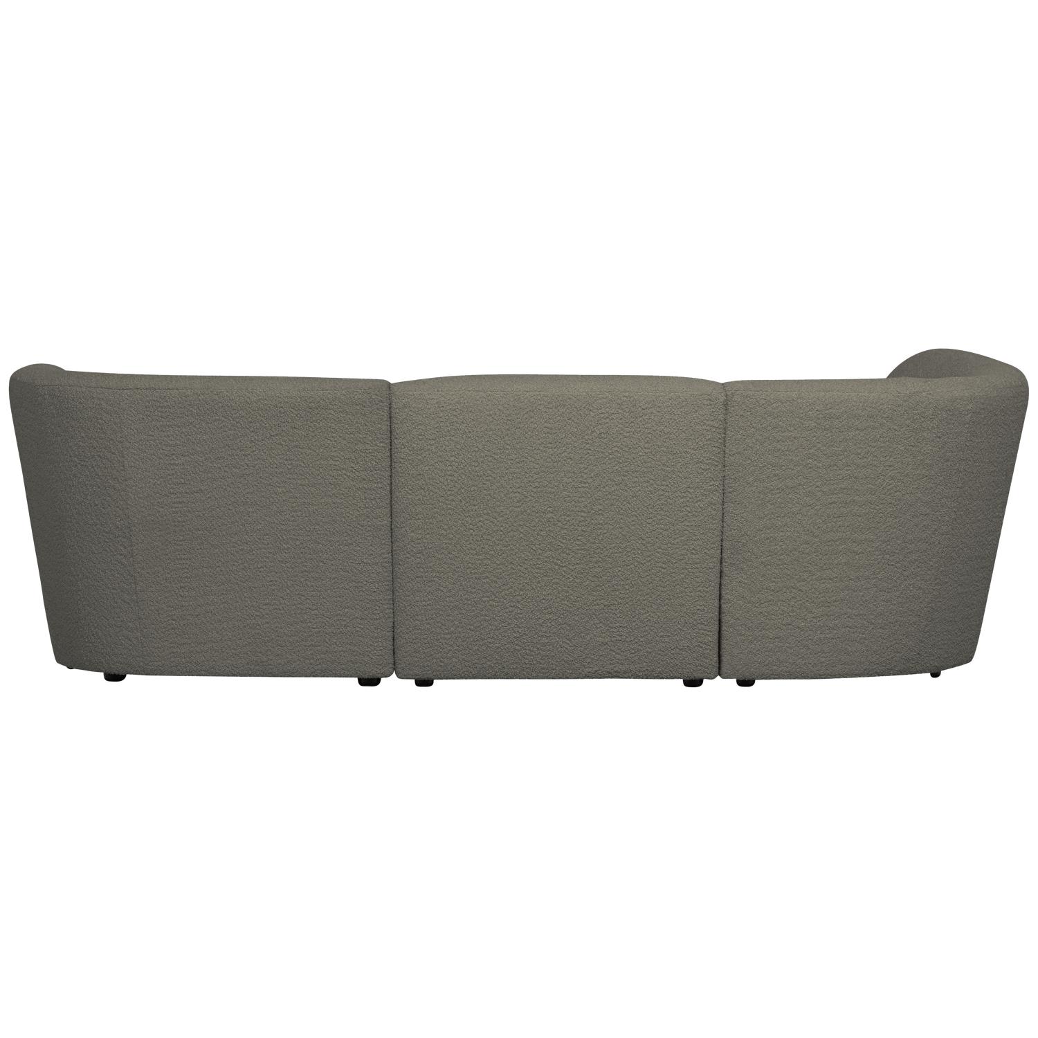 WOOOD Coco 3-Zits Ronding Links - Bouclé - Warm Groen - 70x230x138