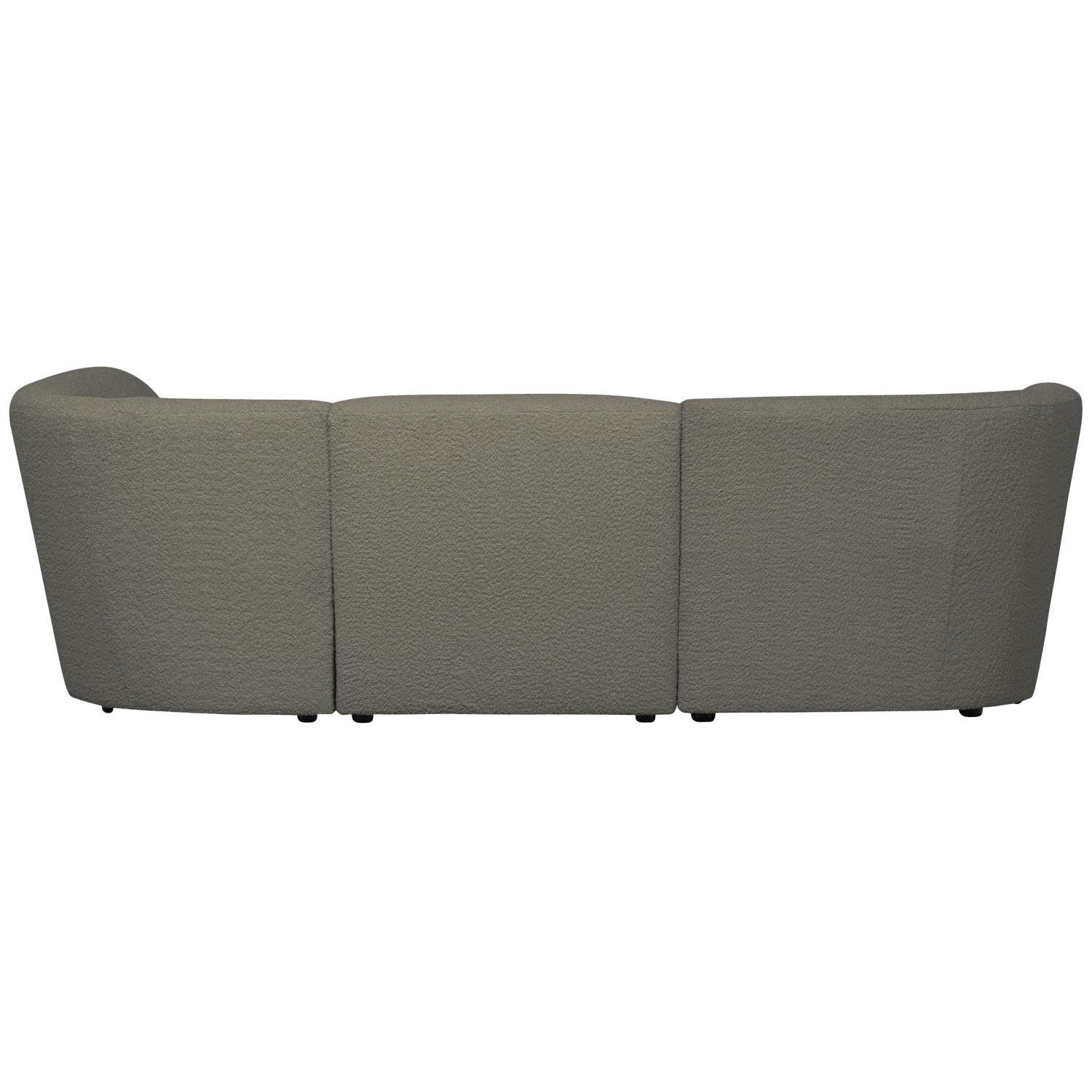 WOOOD Coco 3-Zits Ronding Rechts - Bouclé - Warm Groen - 70x230x138