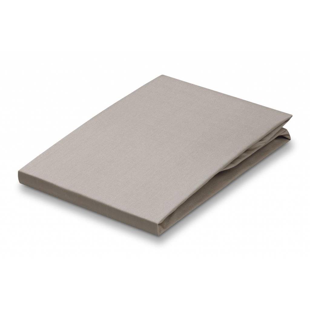 Percale Hoeslaken Stone | 140 cm x 220 cm | Grijs | Beige | Katoen