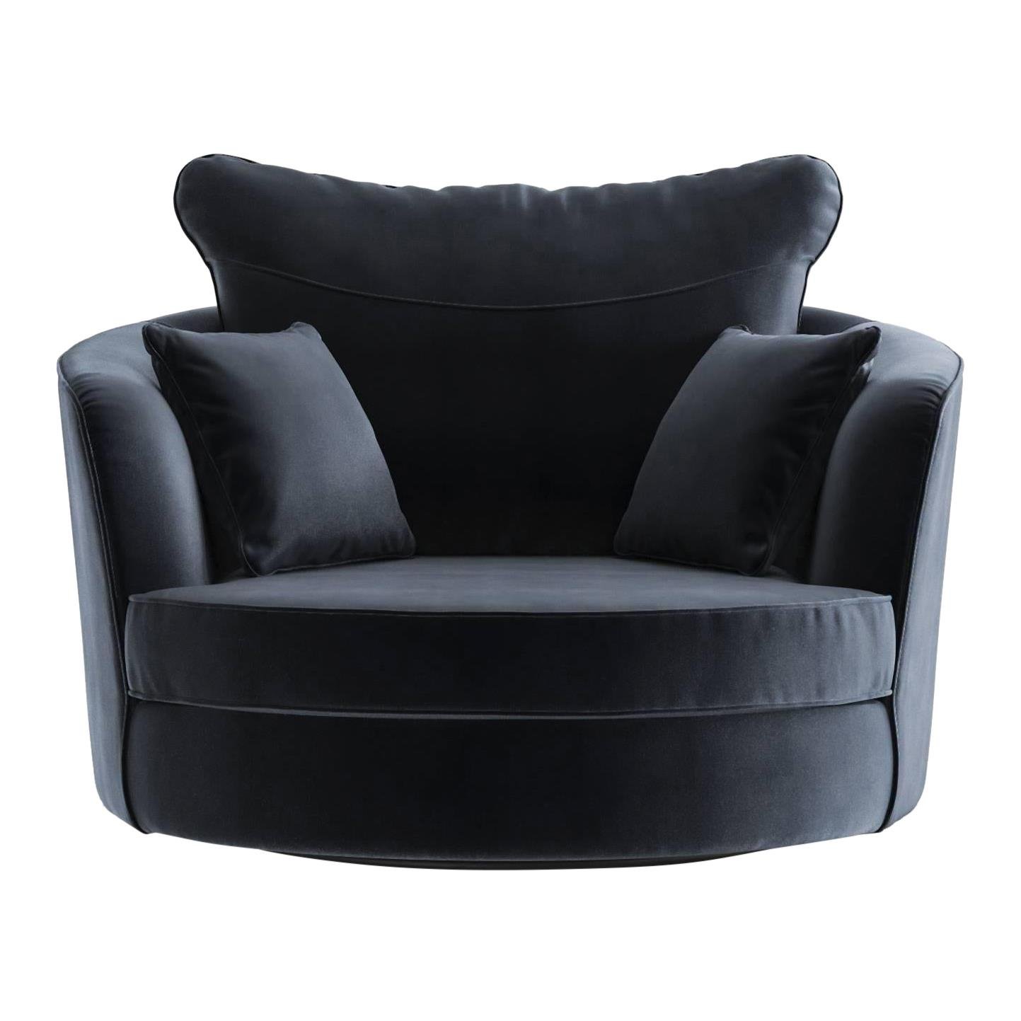 NADUVI Collection Vendôme Draaibare Fauteuil - Velvet - Marine Blauw