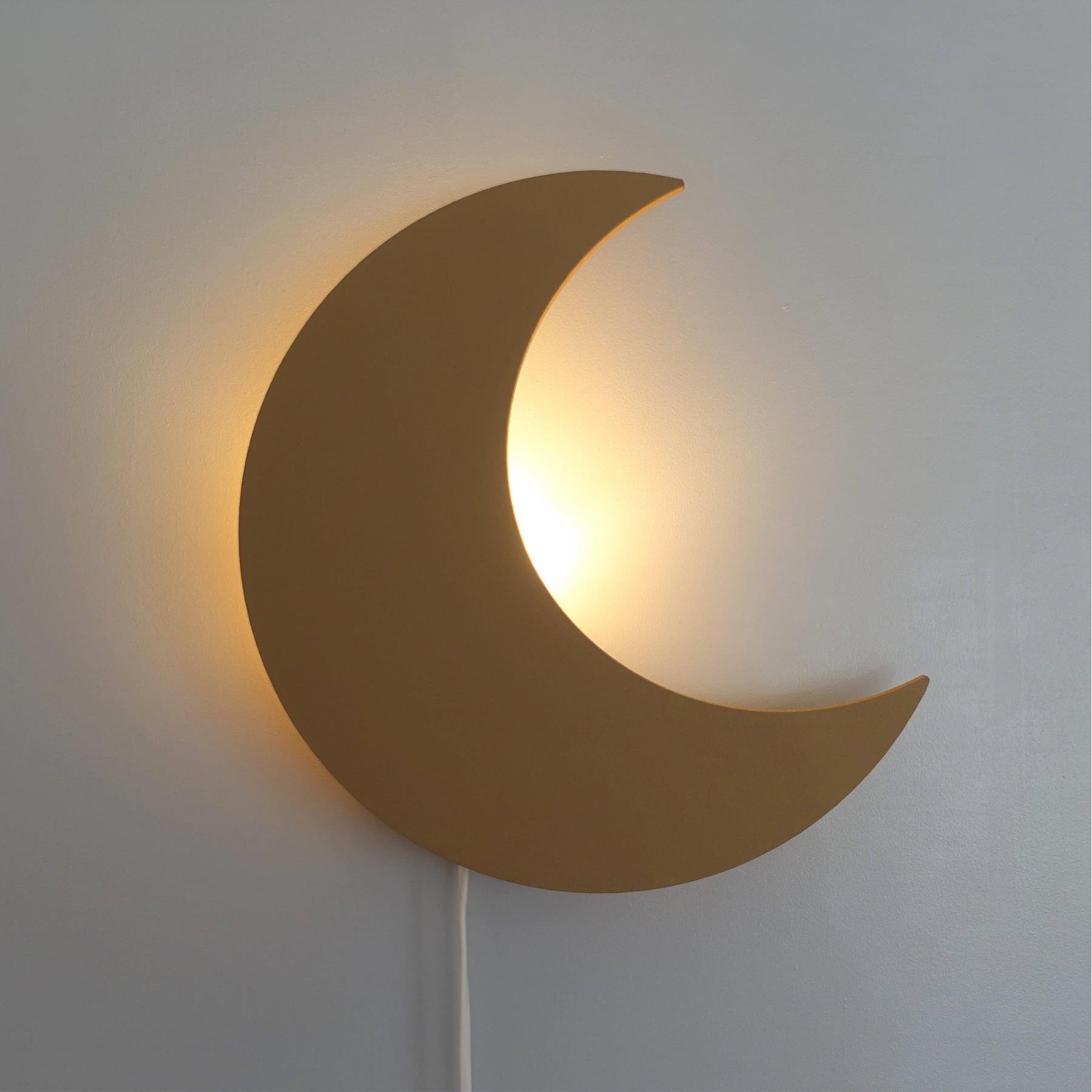 Houten wandlamp kinderkamer | Maan - spiced honey
