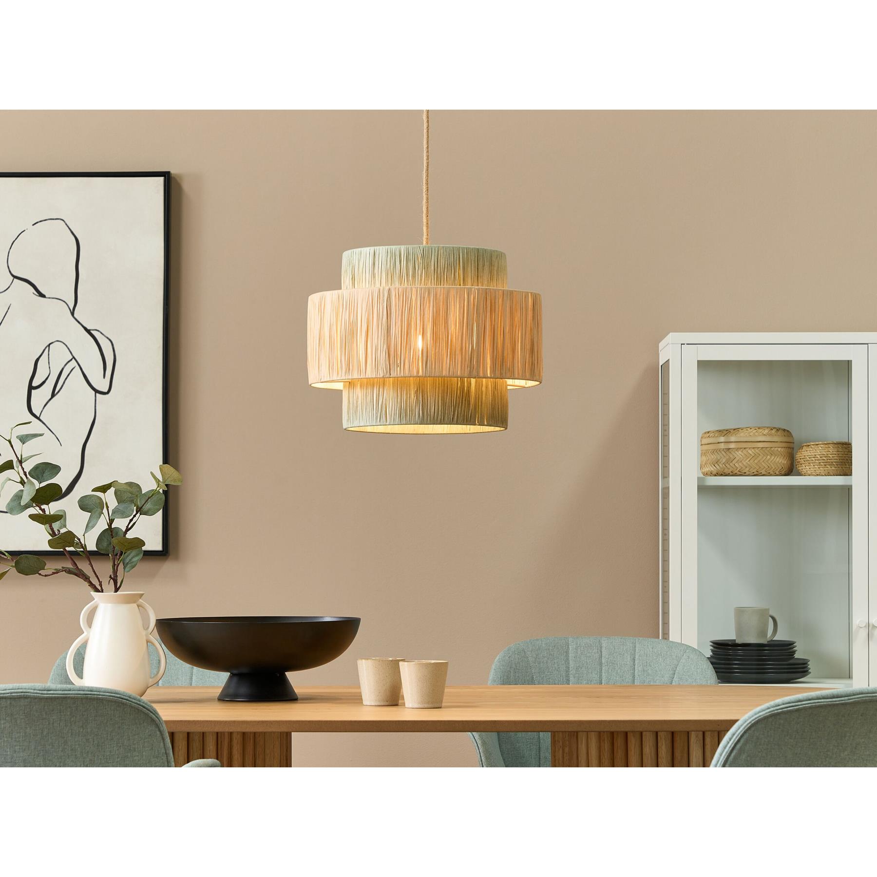 Beliani - PALBRA - Hanglamp - Naturel|Groen - Papier
