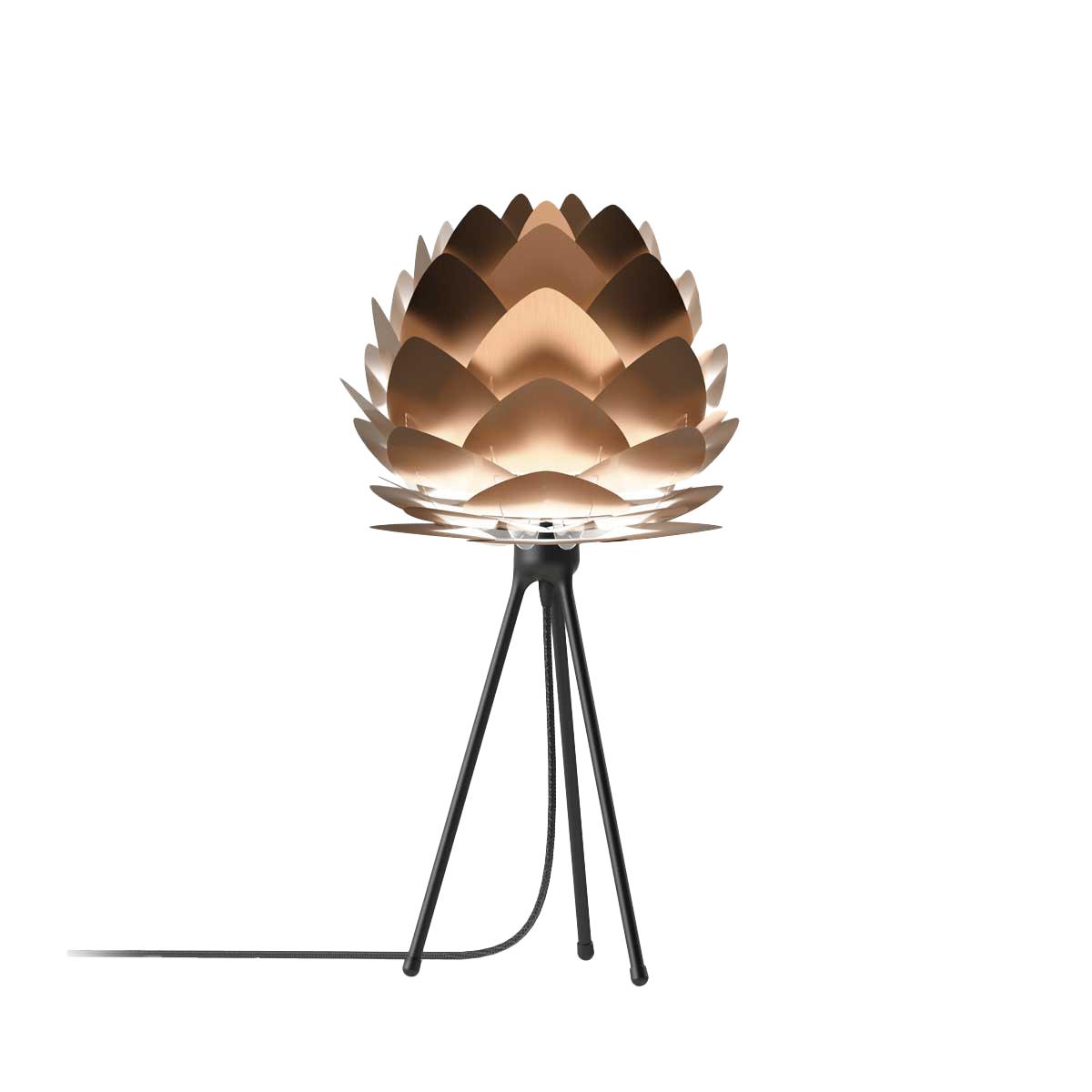 Umage Aluvia Mini tafellamp brushed bronze - met tripod zwart - Ø 40