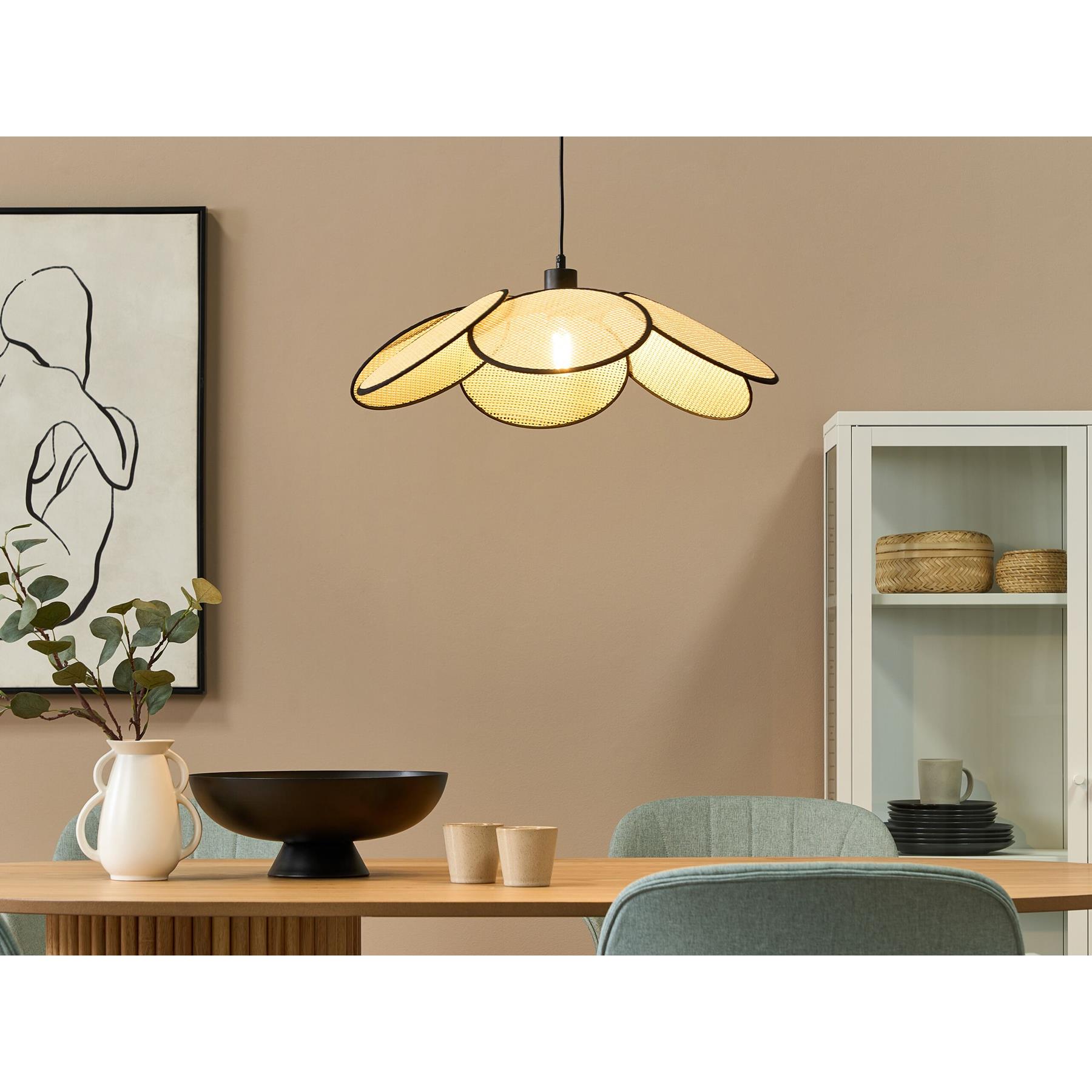 Beliani - MEROO - Hanglamp - Zwart|Naturel - Rotan