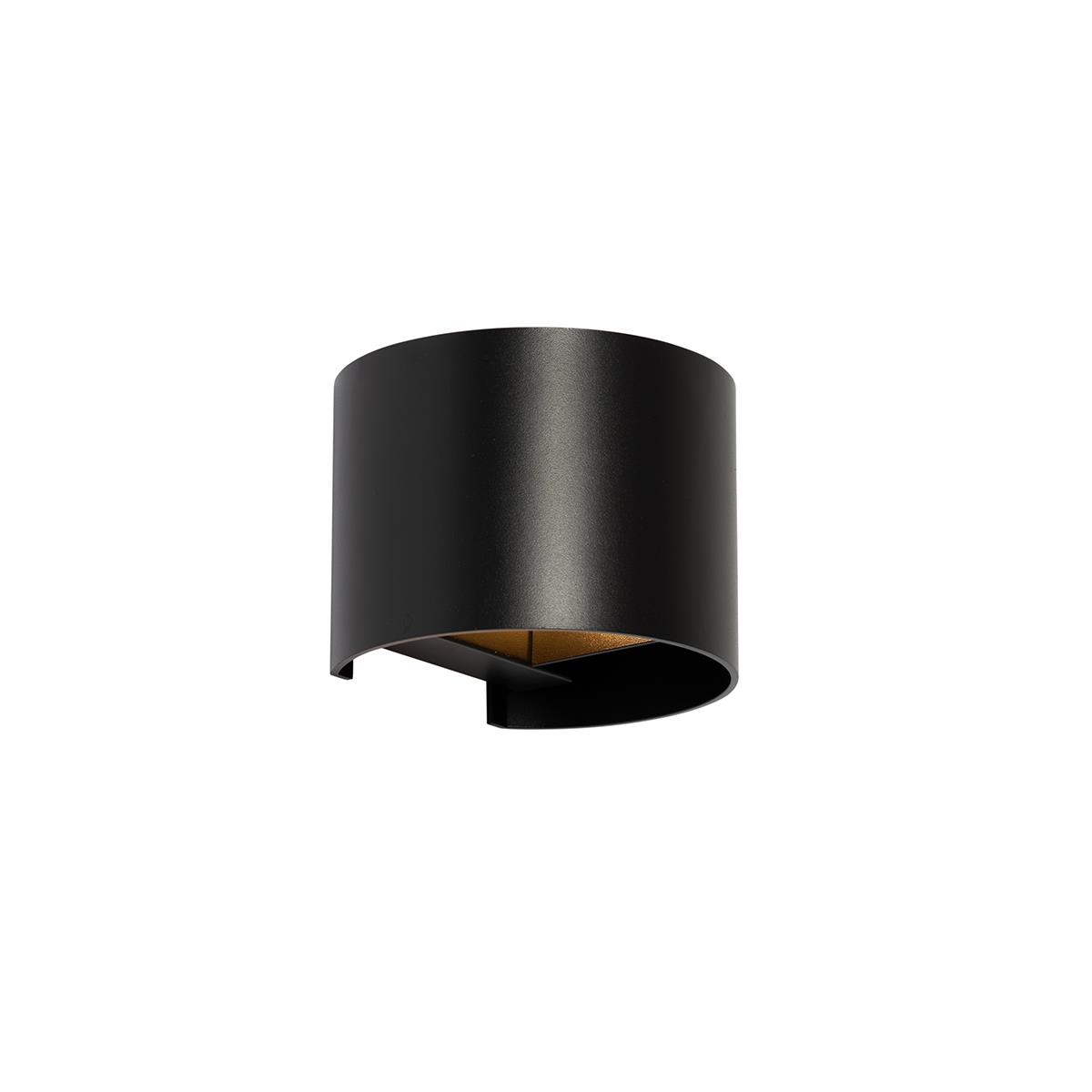 QAZQA Moderne wandlamp zwart met lichteffect rond - Edwin