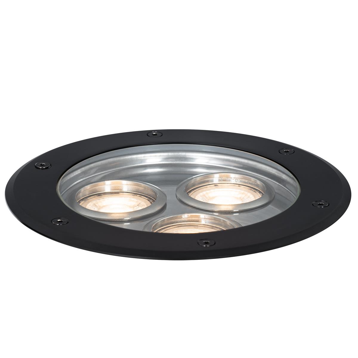 QAZQA Moderne grondspot zwart 3-lichts IP65 - Tribus