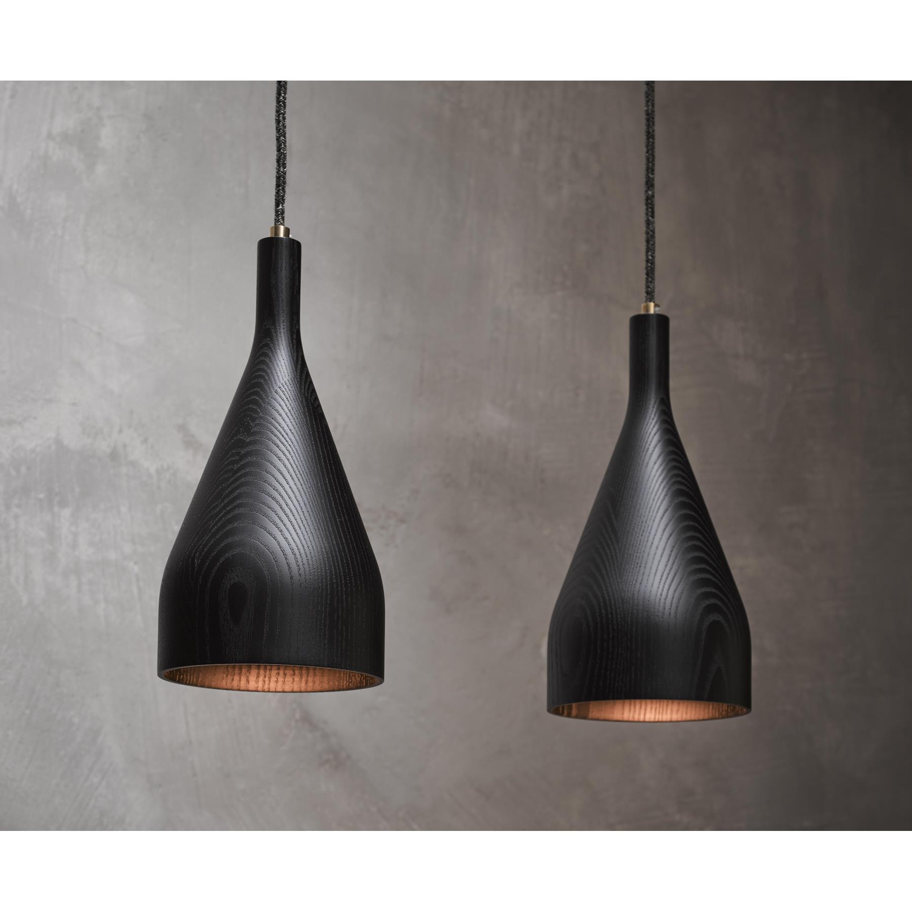 Hollands Licht Timber hanglamp medium Ø10 eiken, zwart snoer
