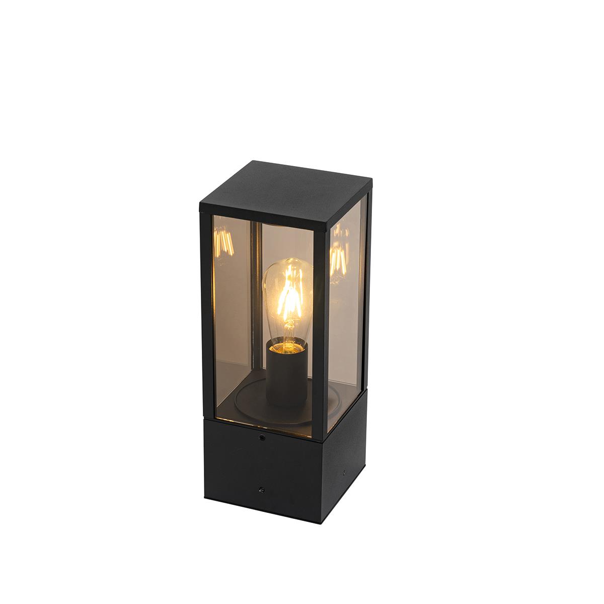 QAZQA Staande buitenlamp zwart met smoke 40 cm IP44 - Charlois