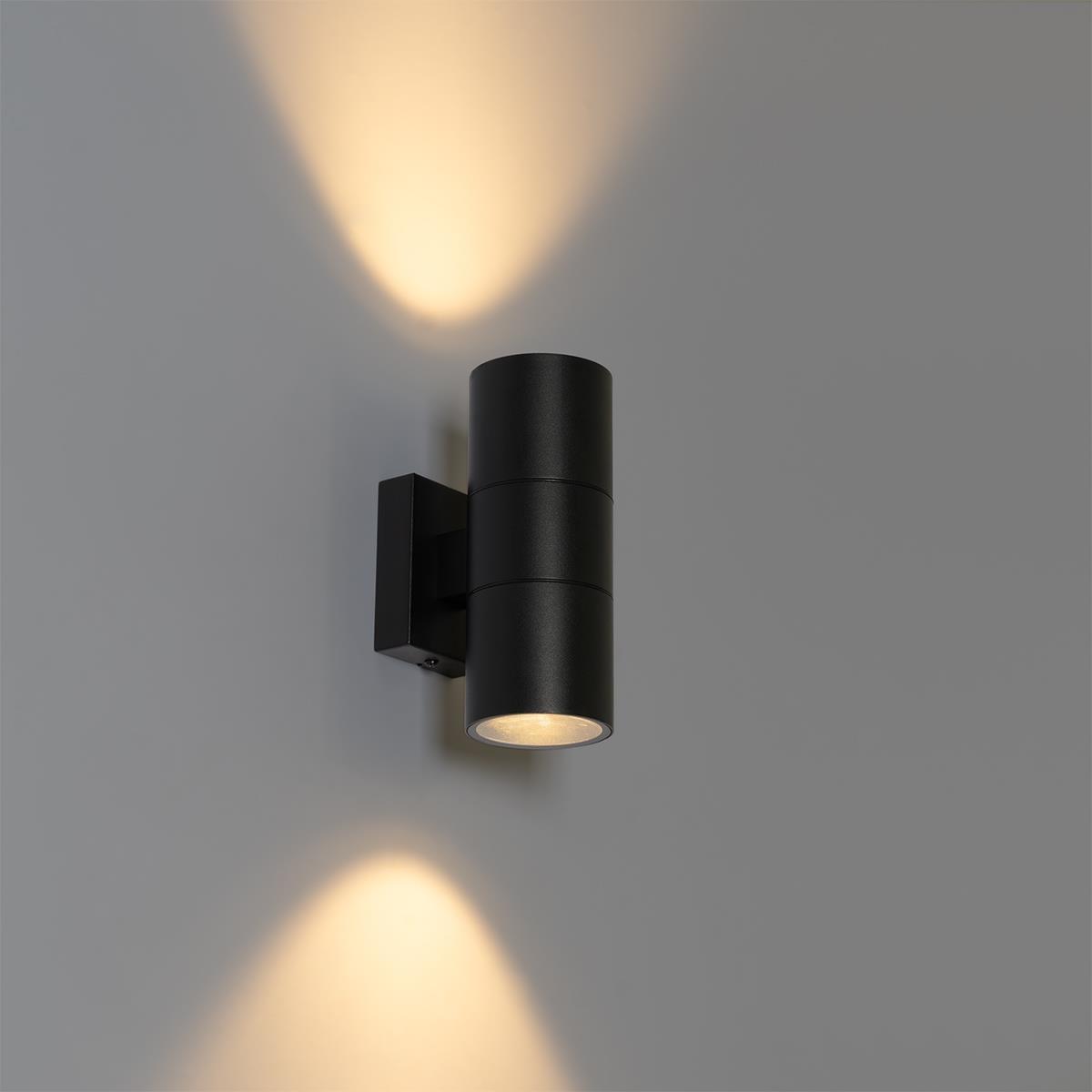 QAZQA Professional Buiten wandlamp zwart 2-lichts AR70 IP44 - Duo