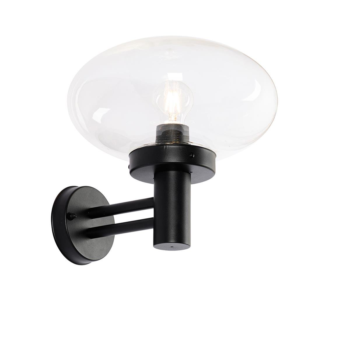 QAZQA Moderne buiten wandlamp zwart met glas - Elly