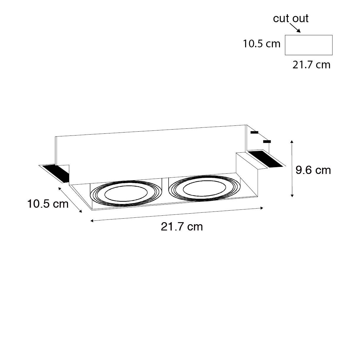 QAZQA Inbouwspot wit GU10 AR70 trimless 2-lichts - Oneon