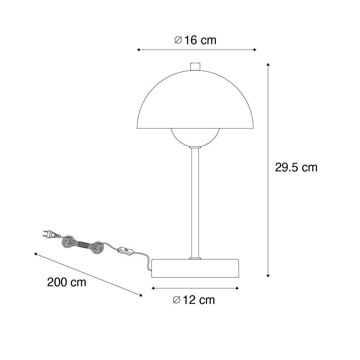 QAZQA Retro tafellamp mushroom zwart met goud - Magnax Mini