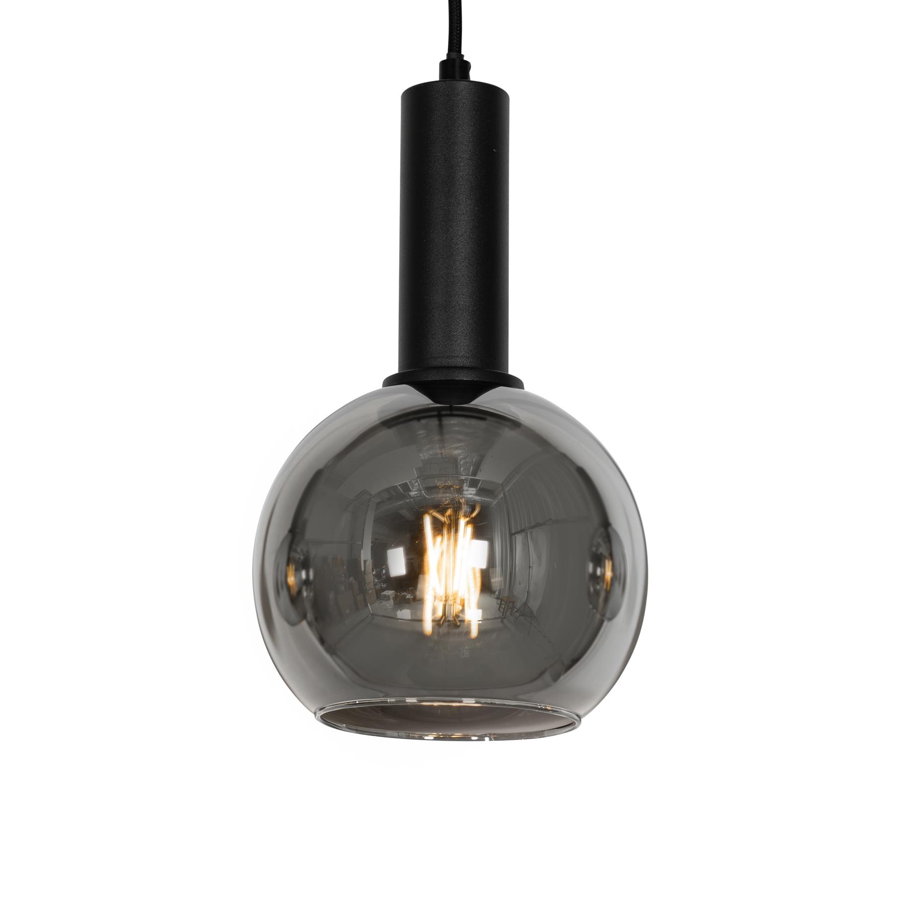 QAZQA Art Deco hanglamp zwart met smoke glas 4-lichts - Josje