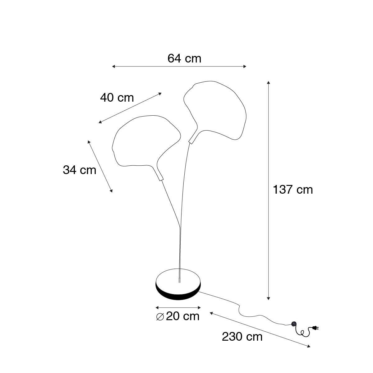 QAZQA Oosterse vloerlamp messing met zwart 2-lichts - Louka