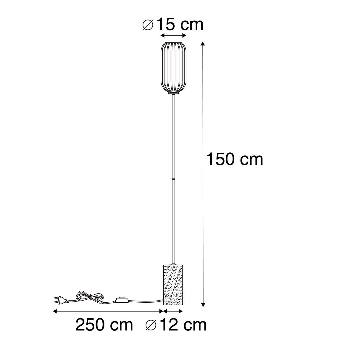 QAZQA Art Deco vloerlamp messing met helder glas - Rid