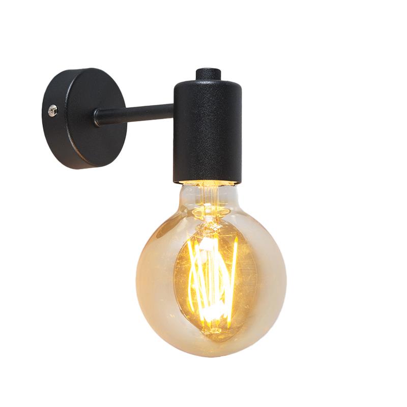 QAZQA Industriële wandlamp zwart 13cm - Facil