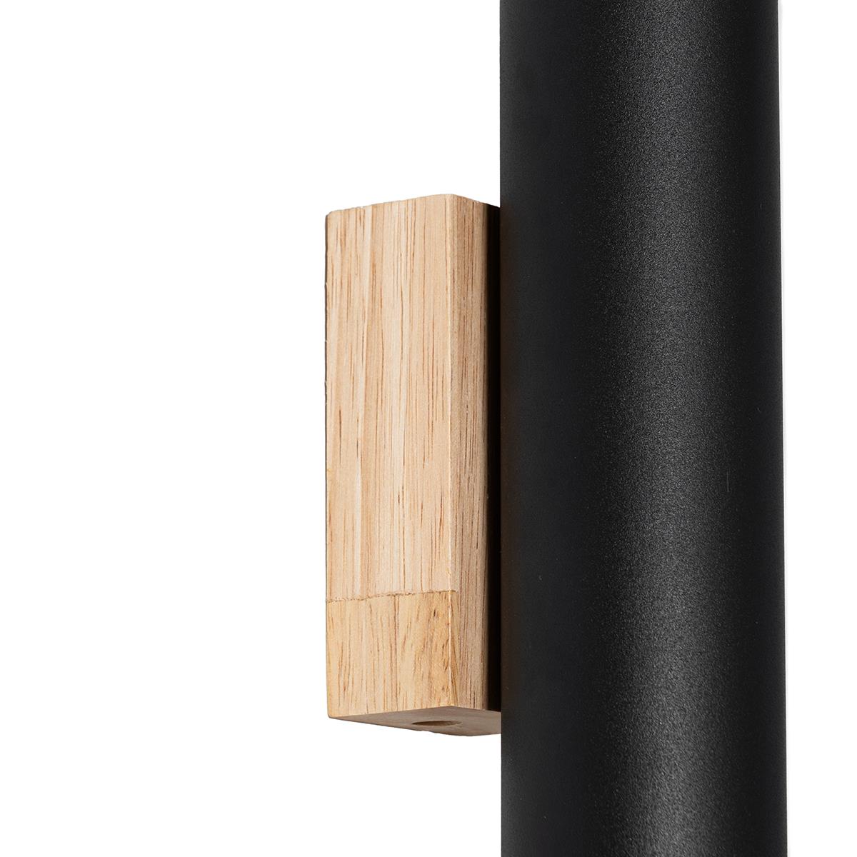 QAZQA Moderne wandlamp zwart met hout 2-lichts - Jeana