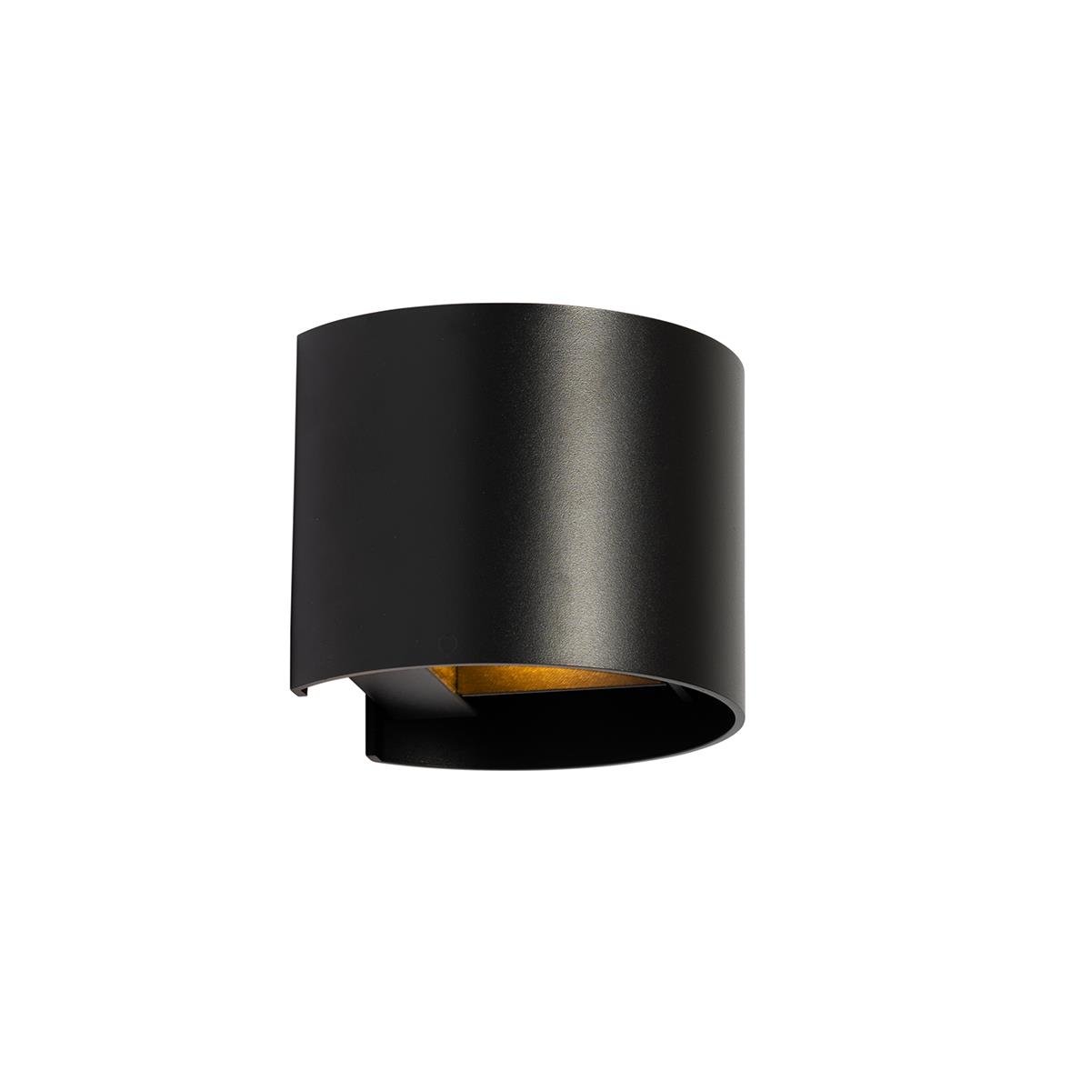 QAZQA Moderne wandlamp zwart met lichteffect rond - Edwin