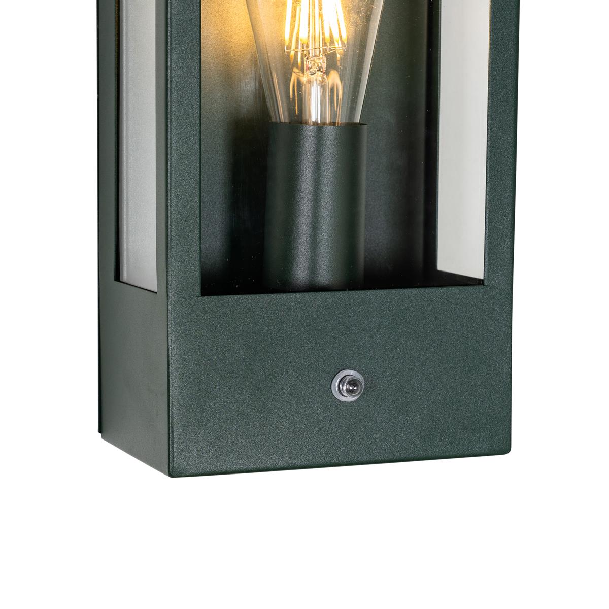 QAZQA Buiten wandlamp donker groen met schemersensor IP44 - Rotterdam