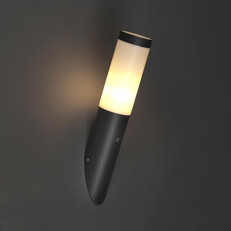 QAZQA Moderne buiten wandlamp donkergrijs IP44 met schemersensor  -