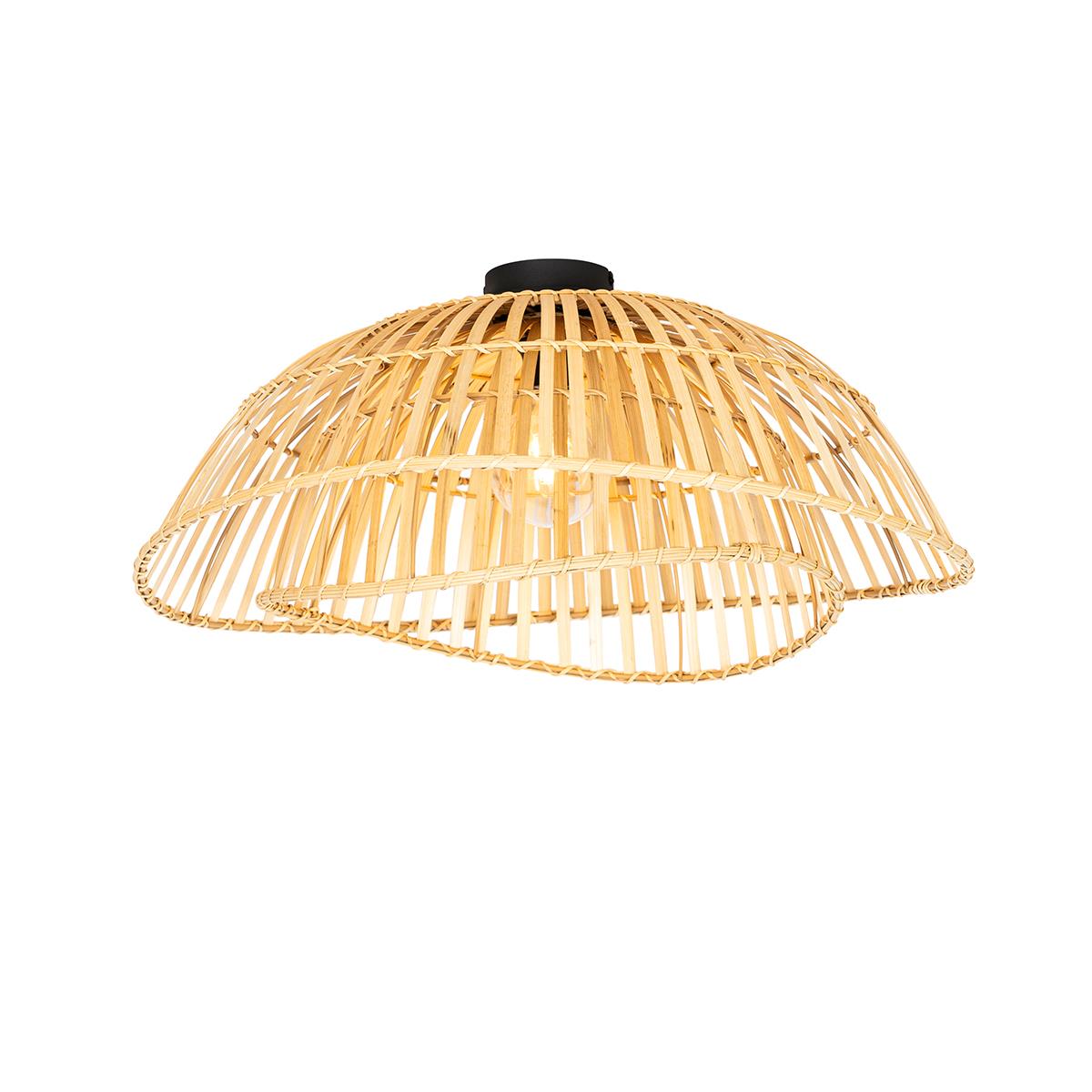 QAZQA Oosterse plafondlamp zwart met naturel bamboe 62 cm - Pua