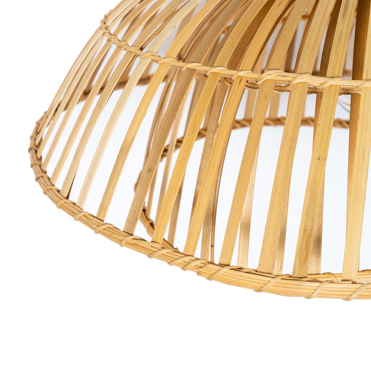 QAZQA Oosterse plafondlamp zwart met naturel bamboe 62 cm - Pua