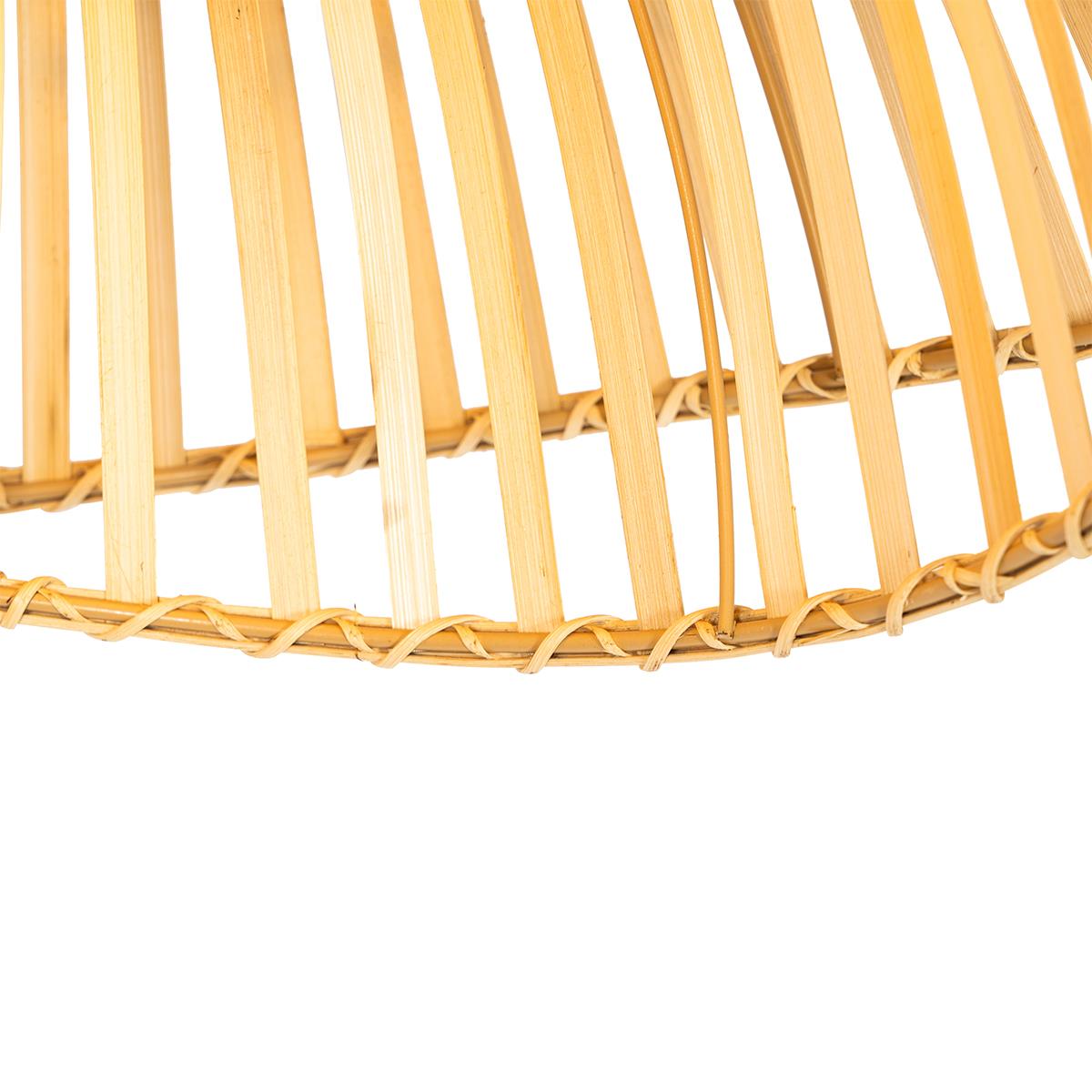QAZQA Oosterse plafondlamp zwart met naturel bamboe 62 cm - Pua