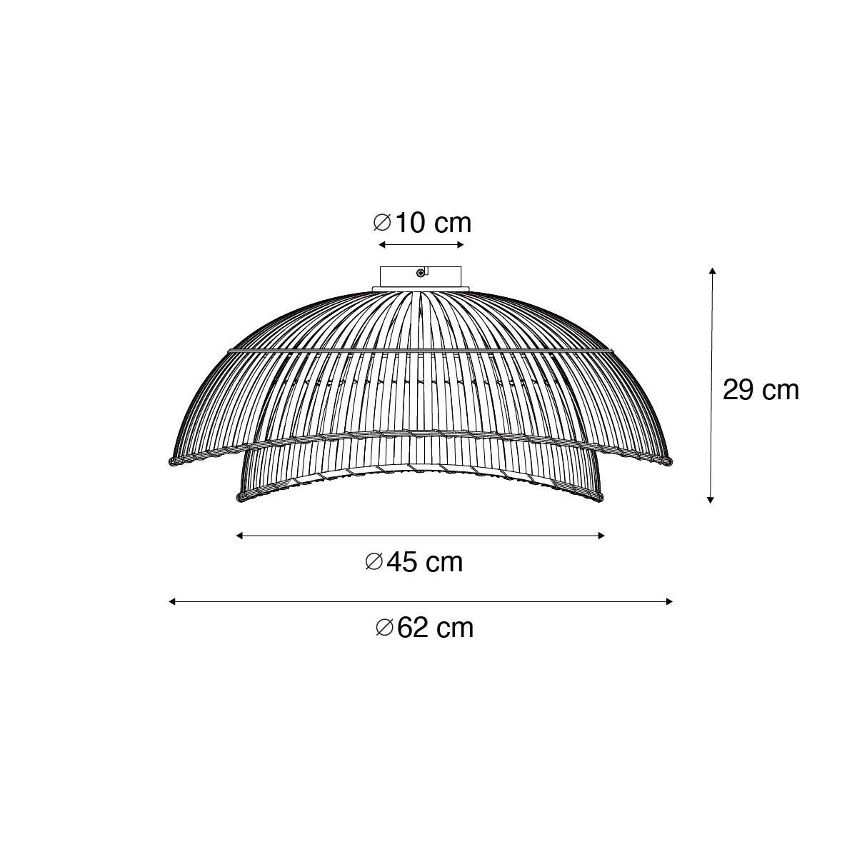 QAZQA Oosterse plafondlamp zwart met naturel bamboe 62 cm - Pua