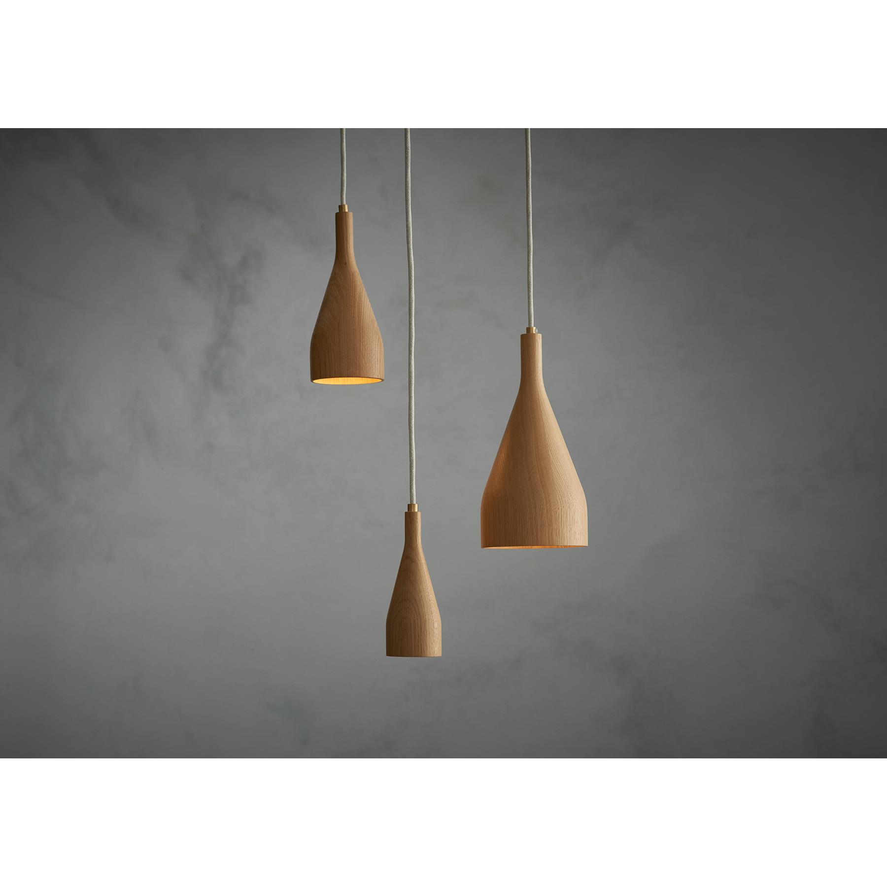 Hollands Licht Timber hanglamp medium Ø10 eiken, zwart snoer