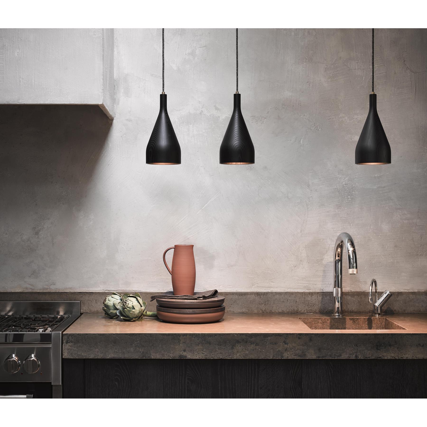 Hollands Licht Timber hanglamp medium Ø10 eiken, zwart snoer