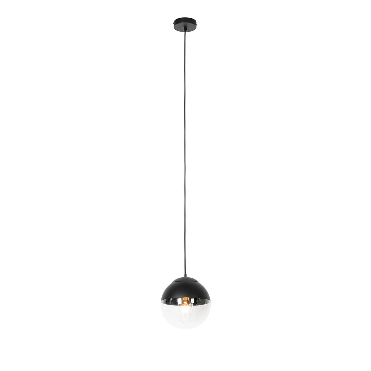 QAZQA Retro hanglamp zwart met helder glas 20 cm - Eclipse