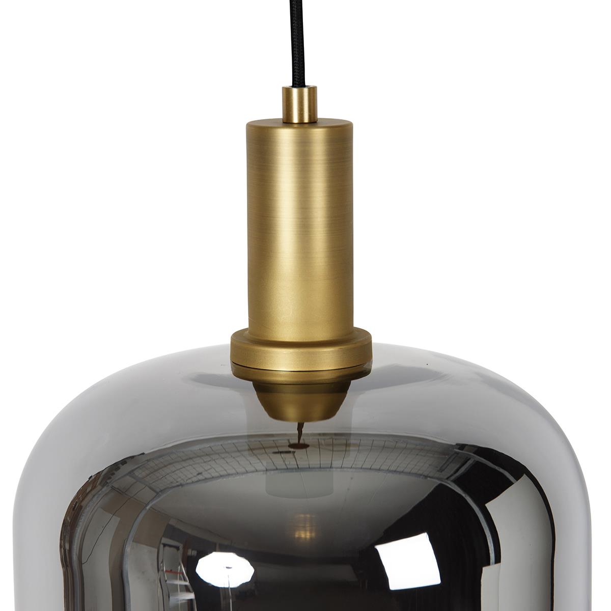 QAZQA Hanglamp zwart met goud en smoke glas incl. PUCC - Zuzanna