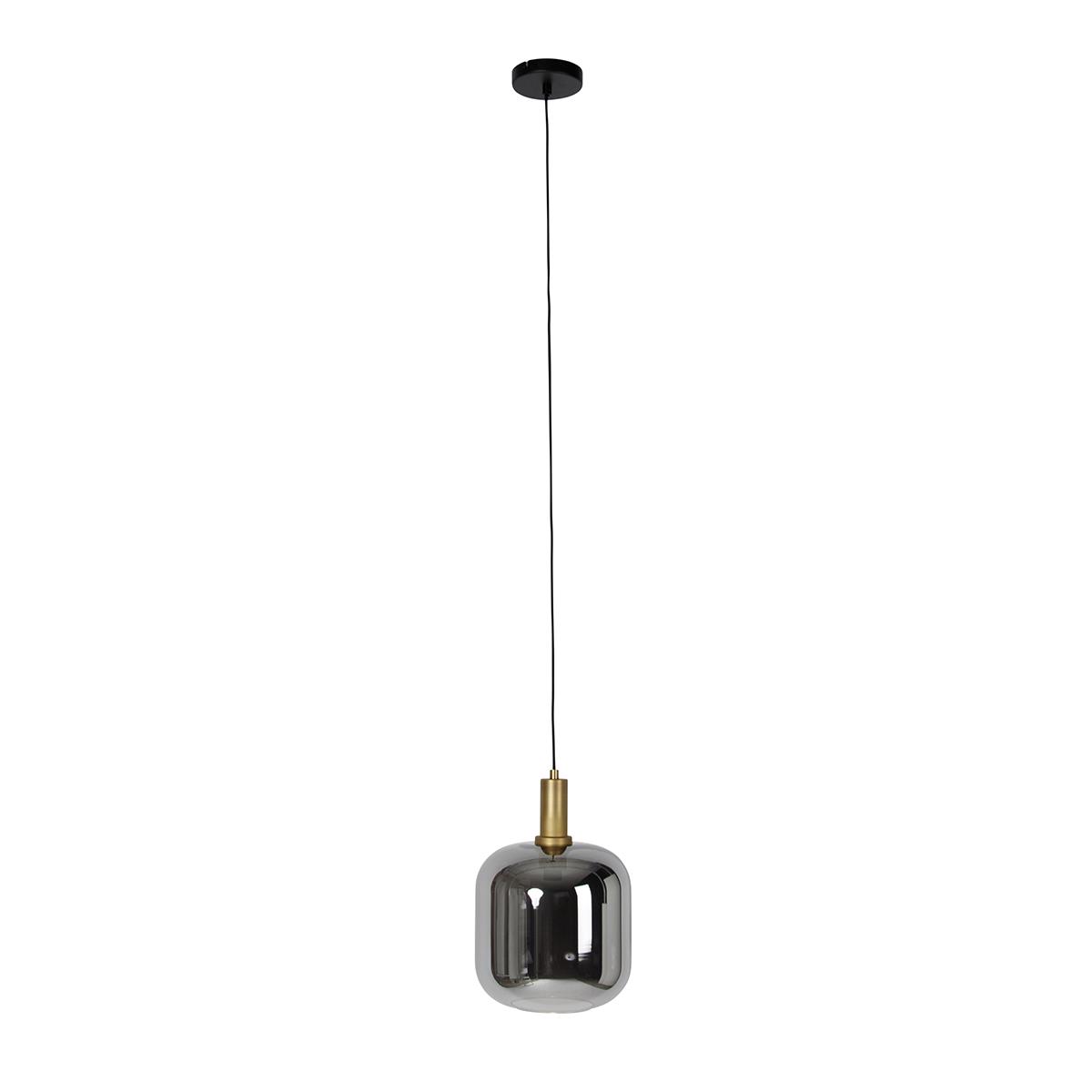 QAZQA Hanglamp zwart met goud en smoke glas incl. PUCC - Zuzanna