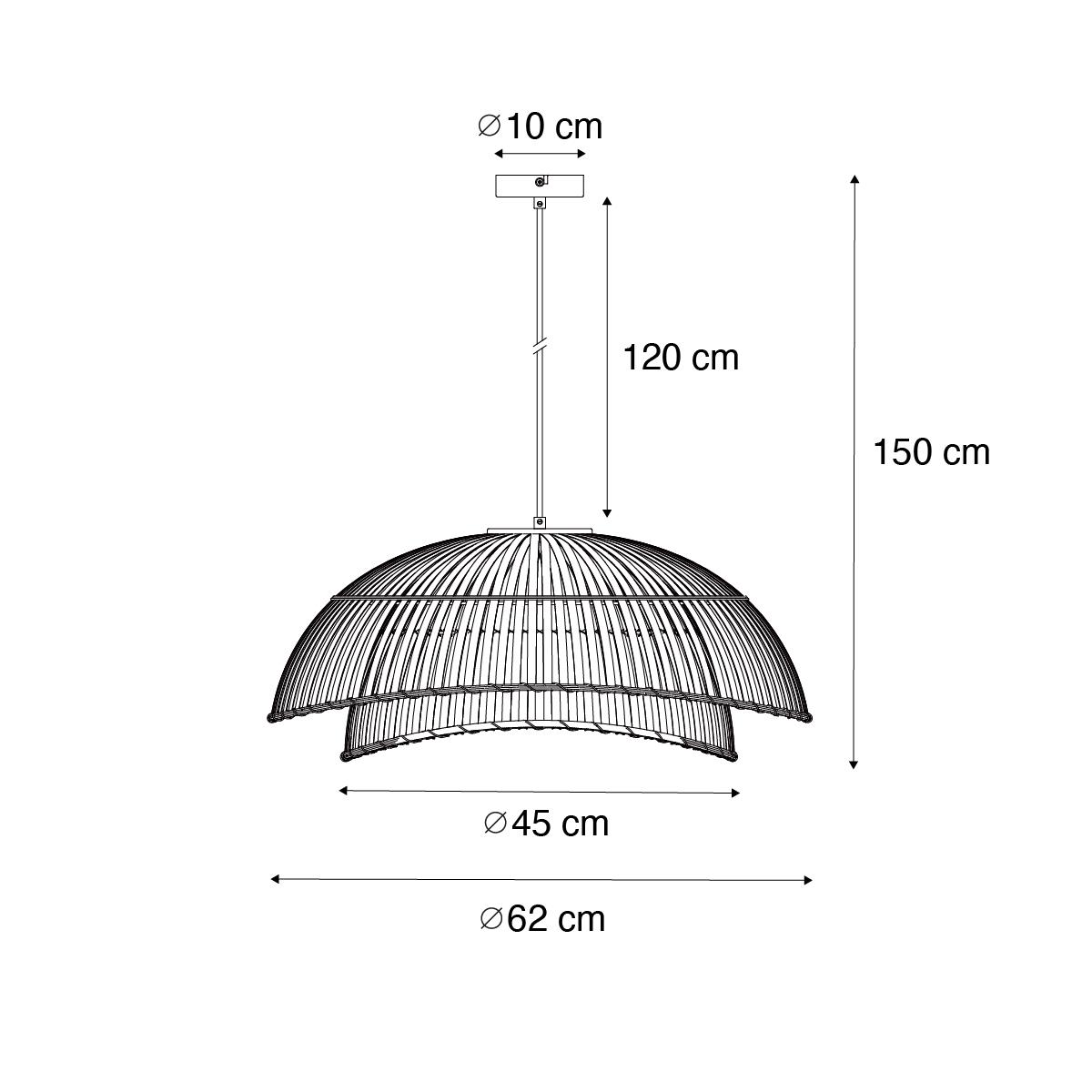 QAZQA Oosterse hanglamp zwart bamboe 62 cm - Pua