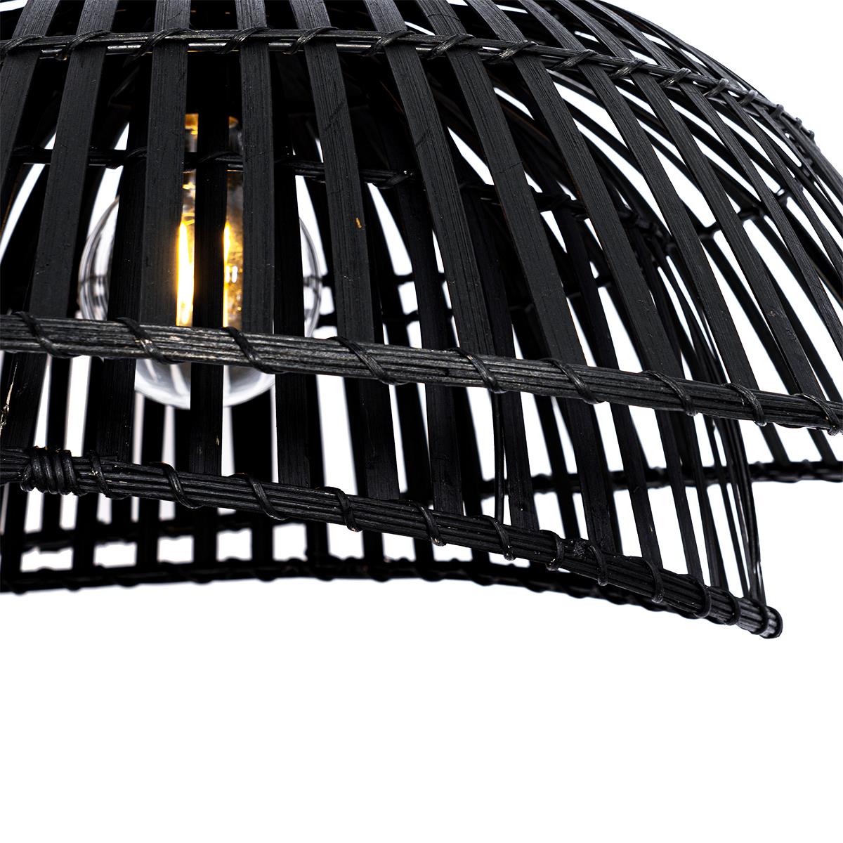QAZQA Oosterse hanglamp zwart bamboe 62 cm - Pua