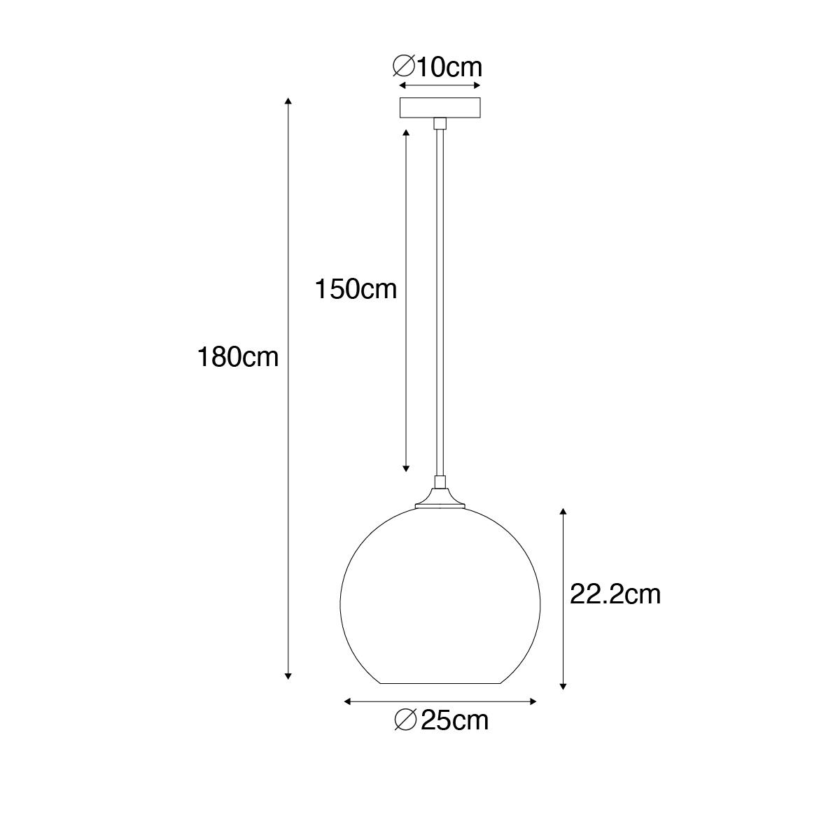 QAZQA Smart hanglamp zwart met smoke glas incl. Wifi A60 - Wallace