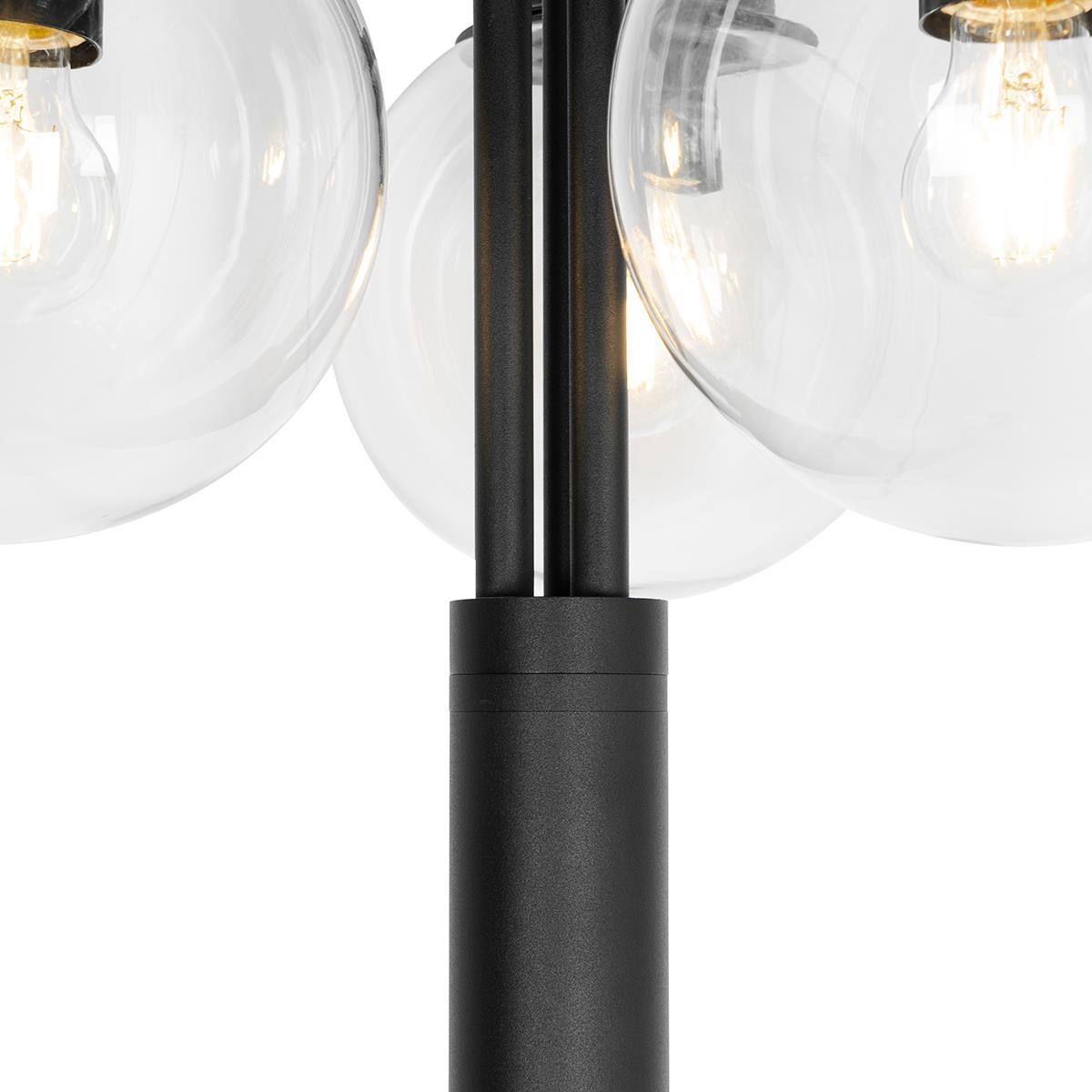 QAZQA Lantaarn zwart met helder glas 200 cm 3-lichts IP44 - Sfera