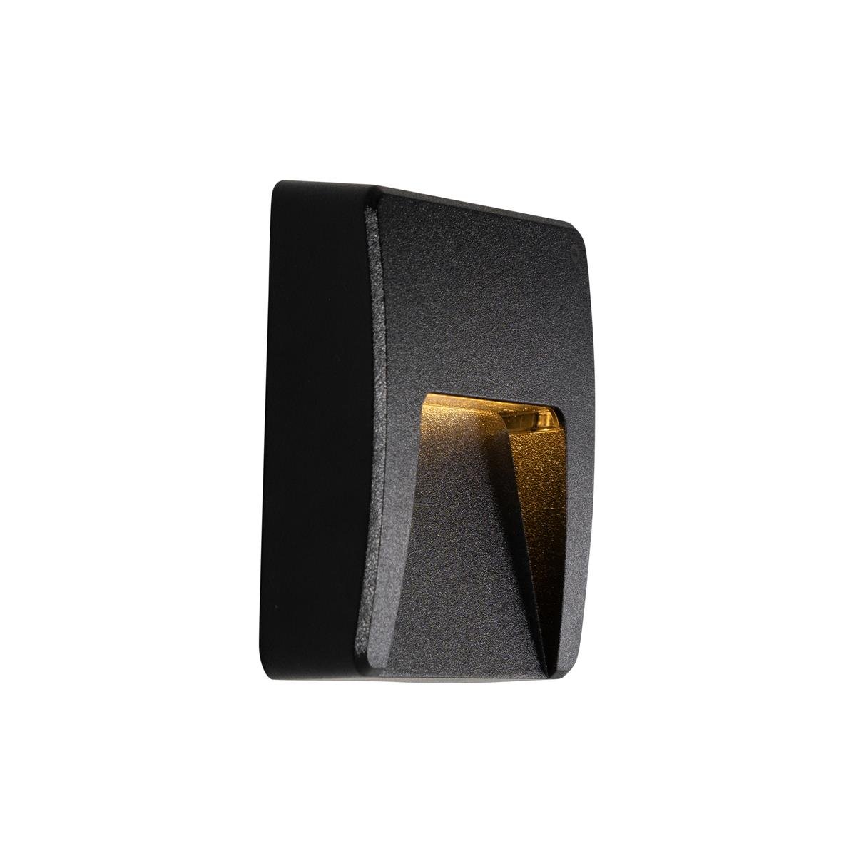 QAZQA Buiten wandlamp zwart vierkant incl. LED IP65 - Gem