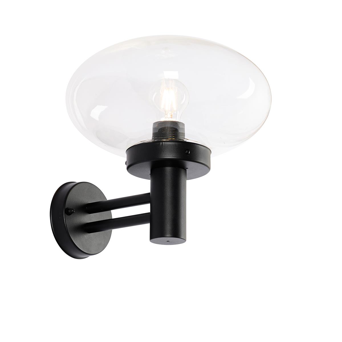 QAZQA Moderne buiten wandlamp zwart met glas - Elly