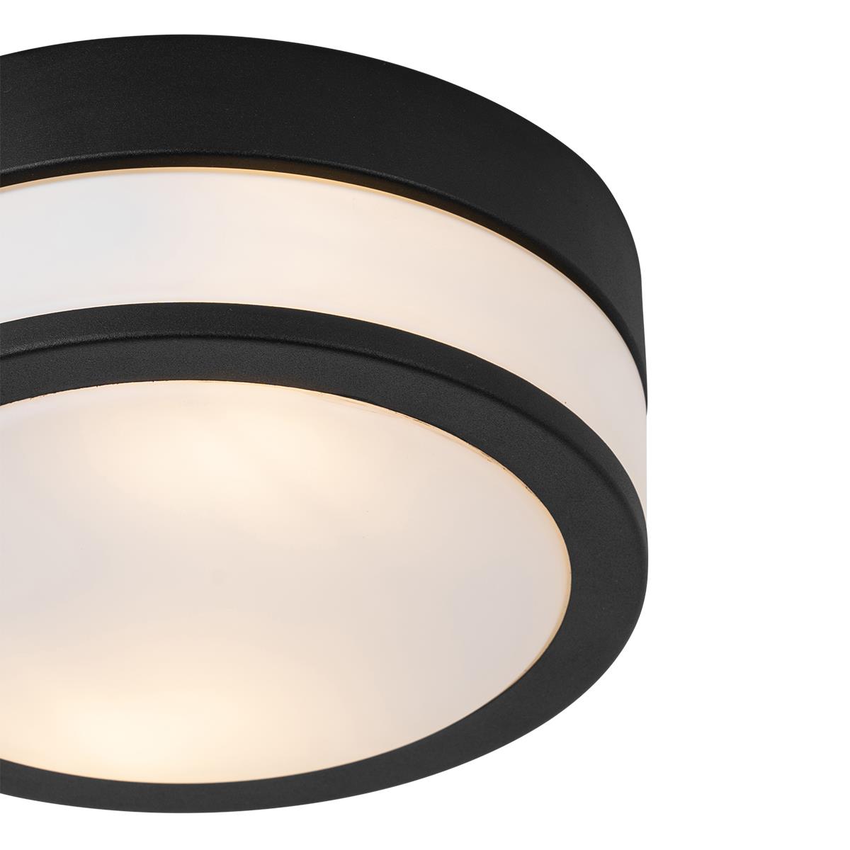QAZQA Moderne plafondlamp zwart 23 cm IP44  - Flavi