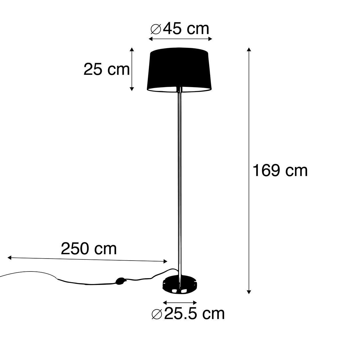 QAZQA Smart vloerlamp zwart met zwarte kap 45 cm incl. Wifi A60 -