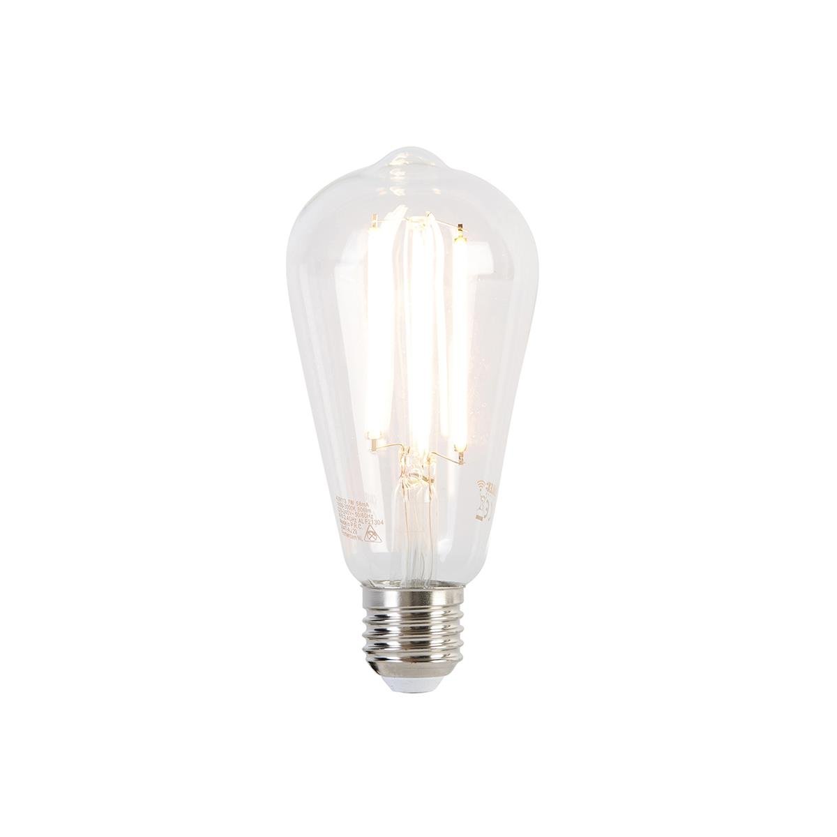 QAZQA Smart vloerlamp zwart met smoke glas incl. Wifi ST64 - Qara
