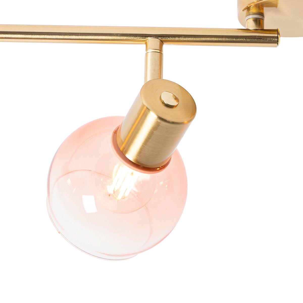 QAZQA Art Deco spot goud met roze glas 4-lichts - Vidro