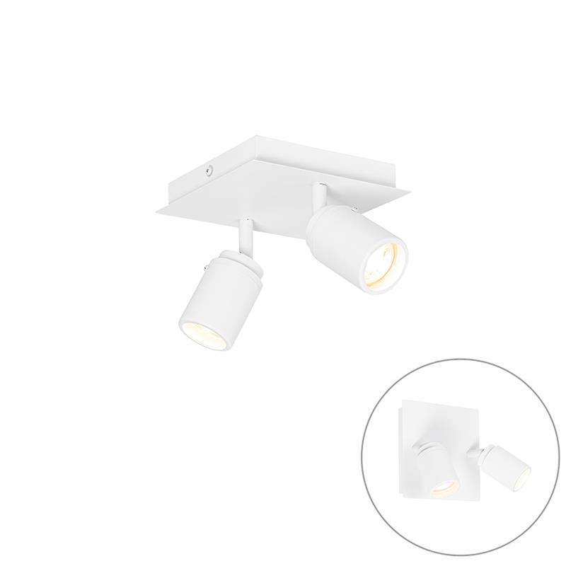 QAZQA Moderne badkamer spot wit vierkant 2-lichts IP44 - Ducha